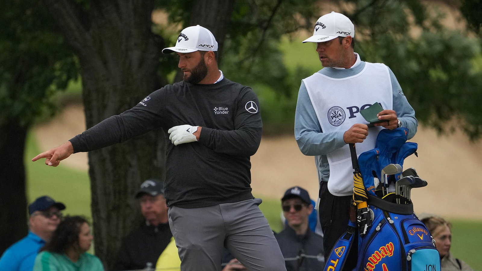 Jon Rahm launches his club at the Memorial and it very nearly hits a lady